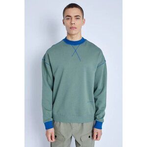 Native Youth Mens green sweatshirt BNWOT XLarge NEW blue contrast trim